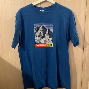 Supreme x The North Face TNF mountain t-shirt blue size medium